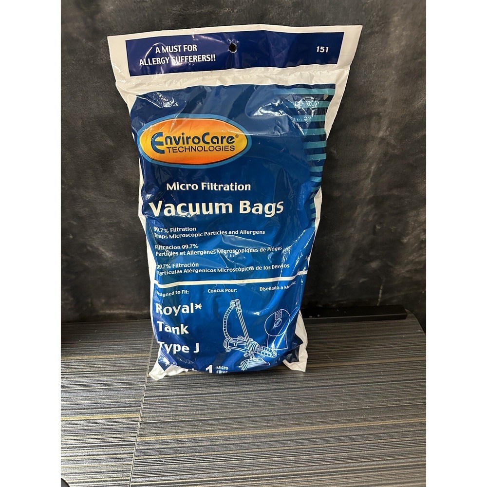 Royal Tank Type J Vacuum Bags Microfiltration with Closure - 7 PK + 1 Filter NOS